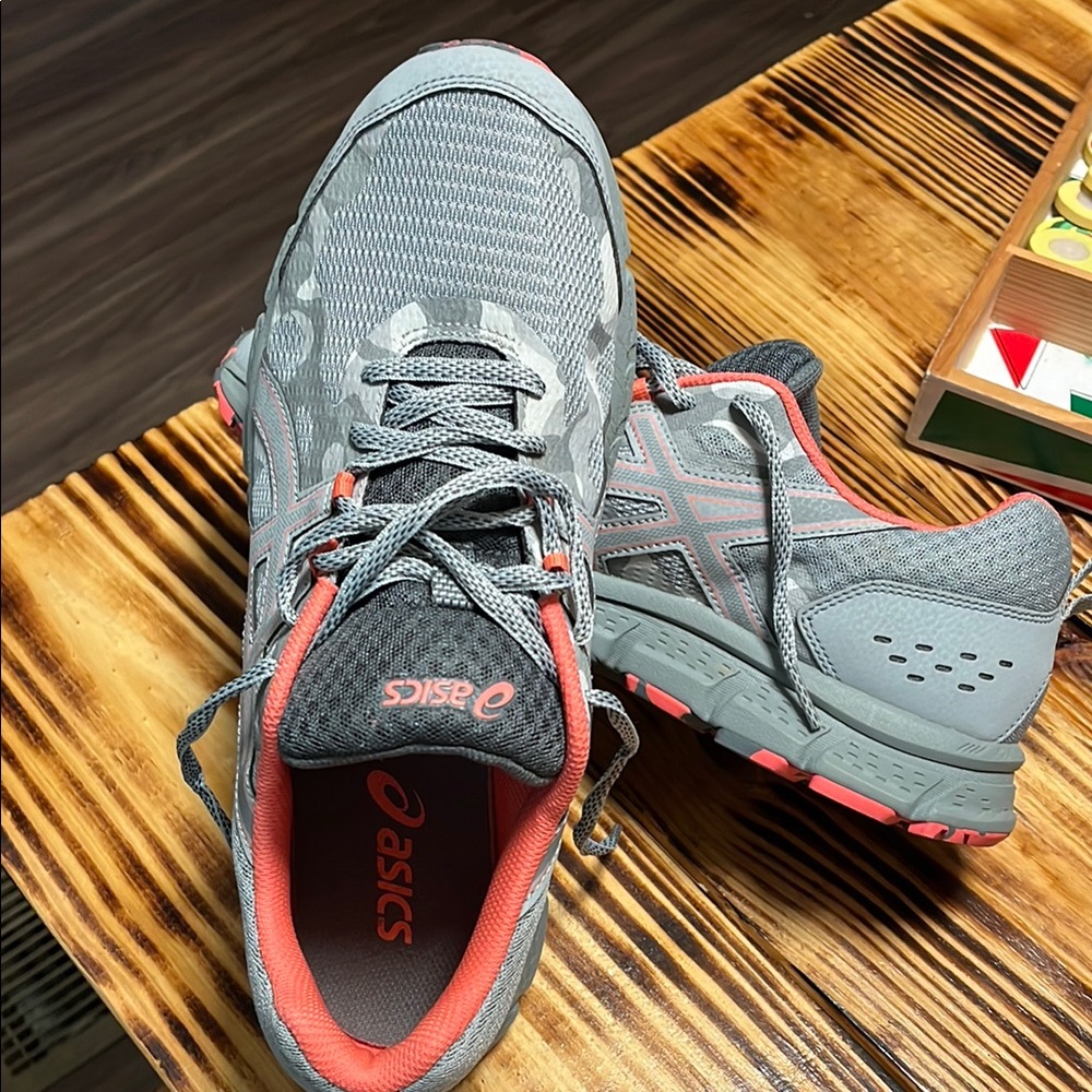 Asics Gray and Pink Athletic Sneakers
